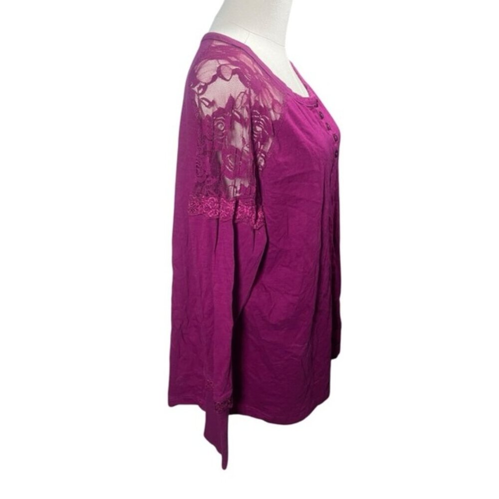 AE Sport 2X Addition Elle Tops Long Sleeve Spring Lace Feminine Shirt Cotton 2xl - Picture 3 of 7